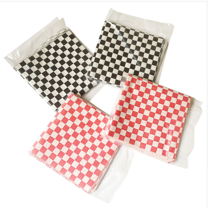 Checkered Wax Liners Checked Food Basket Liners