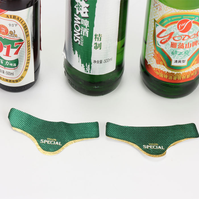 Gold foil embossed beer neck labels metallized paper for beer label,private label beer,beer label