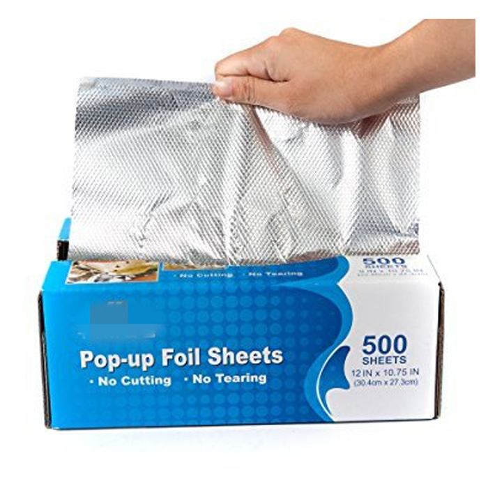 Pre-cut interfolded pop up aluminum foil sheets