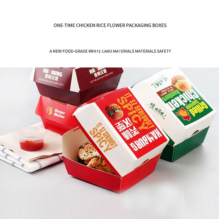 Disposable printing foldable food grade paper burger box