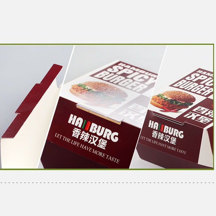 Disposable printing foldable food grade paper burger box