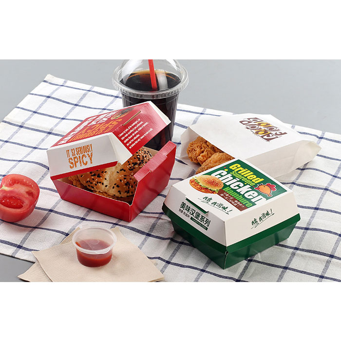 Disposable printing foldable food grade paper burger box