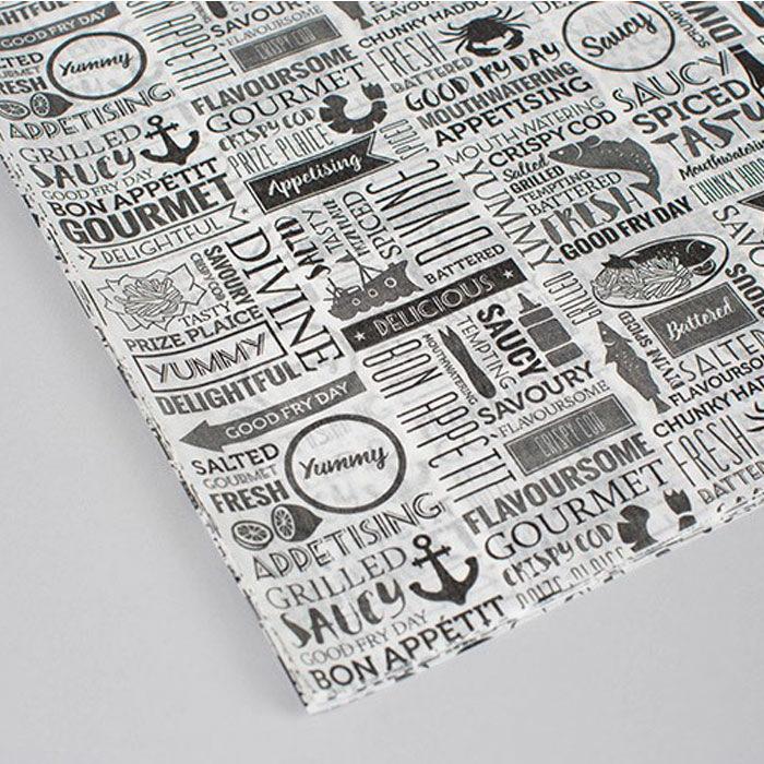 White Newspaper Print Greaseproof Paper Sheet